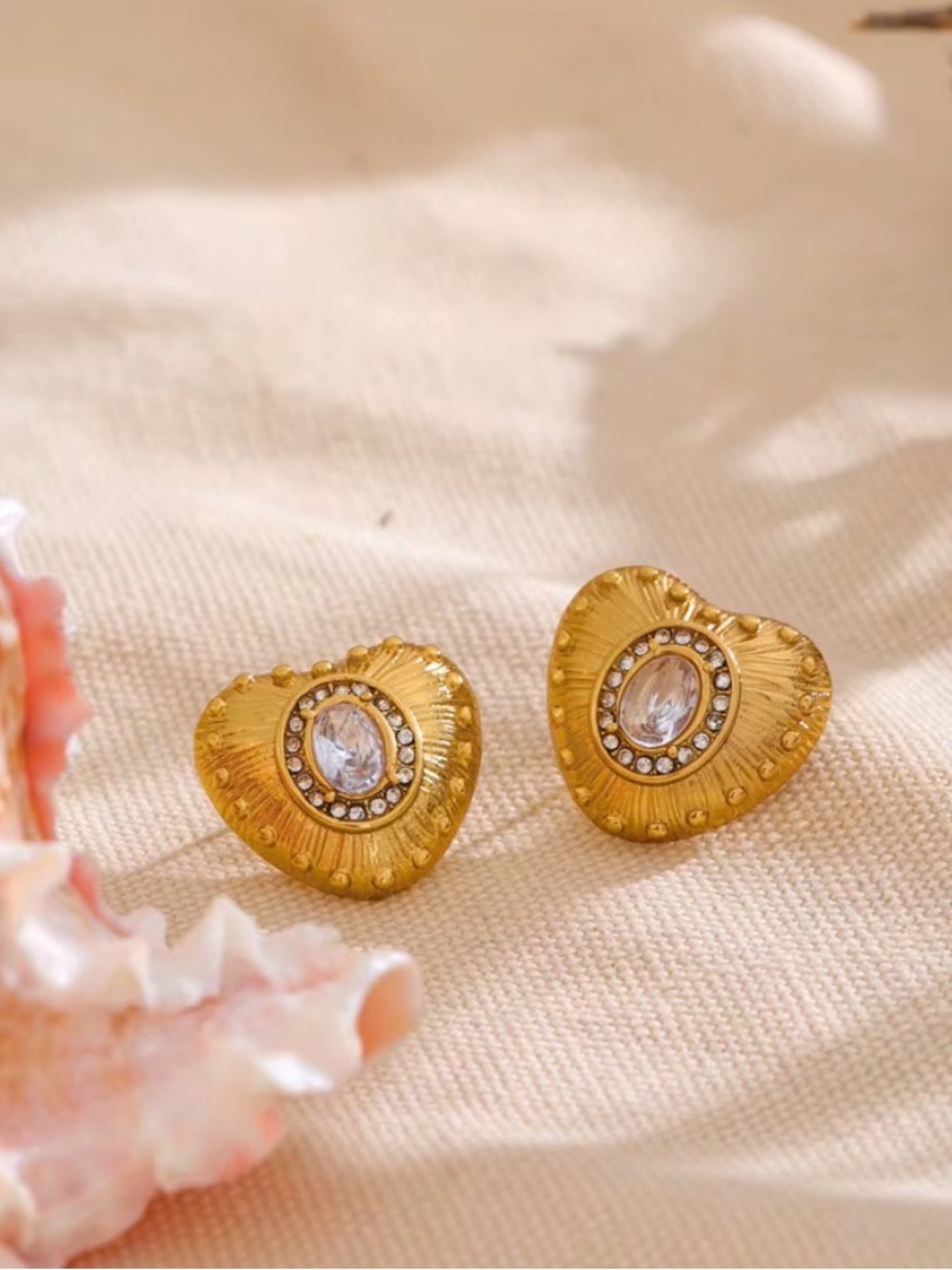 Gold Heart Earrings
